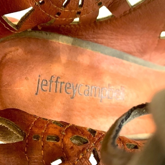 Jeffrey Campbell Cordia taupe suede open toe oxfords, 8.5, block heels, academia - Picture 8 of 9